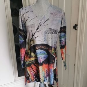 Fresh fx Art to Wear Abstract Artsy Whimsigoth Artist long tunic. Size S